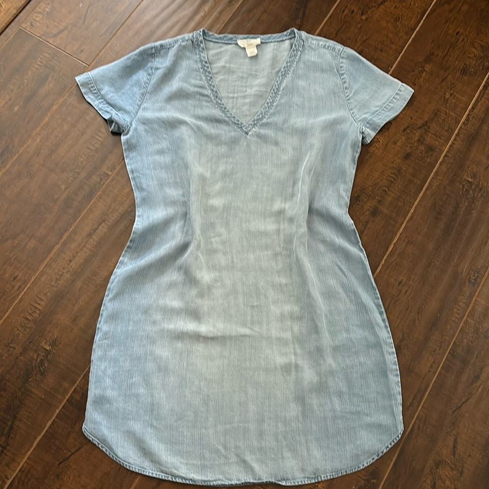 Loft Lounge Chambray Shift Dress | Size XS | Light Blue